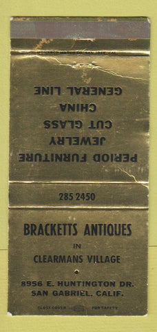 Matchbook Cover - Bracketts Antiques San Gabriel CA WEAR 30 Strike