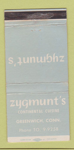 Matchbook Cover - Zygmunt's Restaurant Greenwich CT WEAR 30 Strike