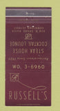 Matchbook Cover - Russel's Steak House Detroit MI 30 Strike