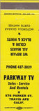 Matchbook Cover - Parkway TV Travis Air Force Base CA yellow