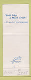 Matchbook Cover - Mack Trucks Semi