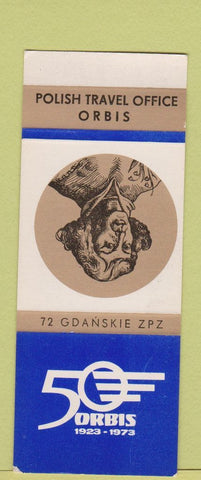 Matchbook Cover - Polish Travel Office Orbis 1973 WEAR
