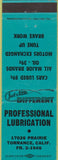 Matchbook Cover - Professional Lubrication oil Torrance CA