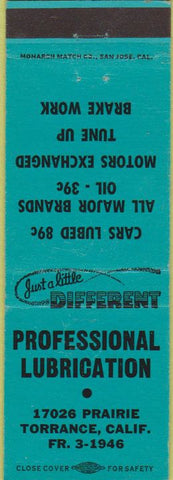 Matchbook Cover - Professional Lubrication oil Torrance CA