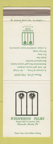 Matchbook Cover - Whispering Palms Country Club Rancho Santa Fe CA