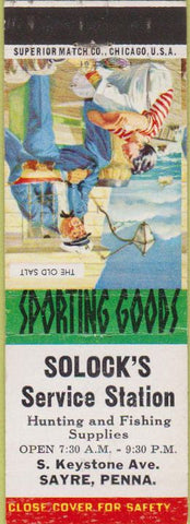 Matchbook Cover - Solock's oil gas Sayre PA