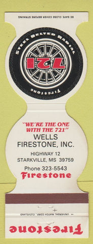 Matchbook Cover - Firestone Tires Wells Starkville MS
