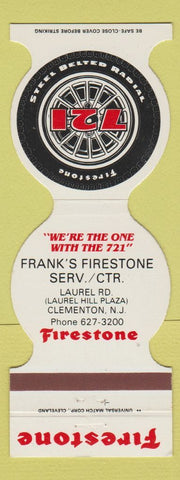 Matchbook Cover - Firestone Tires Frank's Clementon NJ