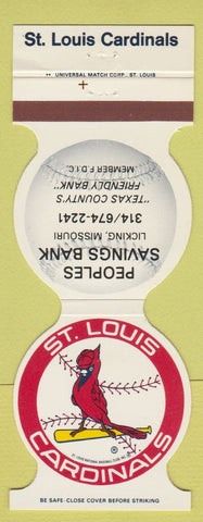 Matchbook Cover - St Louis Cardinals Baseball People's Savings Licking MO 1986