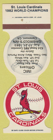Matchbook Cover - St Louis Cardinals Baseball IMC Offices Claremont CA 1983