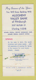 Matchbook Cover - Allegheny Valley Bank PA WEAR 30 Strike