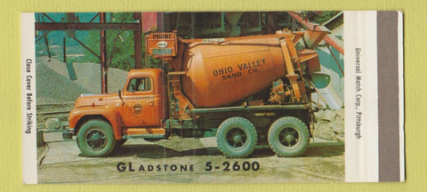 Matchbook Cover - Ohio Valley Sand Concrete New Martinsville WV SAMPLE 30 Strike