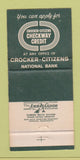 Matchbook Cover - Crocker Citizens National Bank WEAR 30 Strike