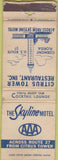 Matchbook Cover - Citrus Tower Restaurant Clermont FL WORN