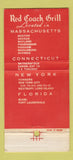Matchbook Cover - Red Coach Grill CHAIN MA CT NY FL 30 Strike