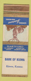 Matchbook Cover - Hartford Insurance Bank of Kiowa KS
