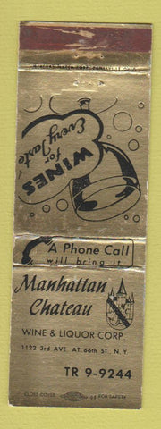 Matchbook Cover - Manhattan Chateau Wine Liquor New York City WEAR
