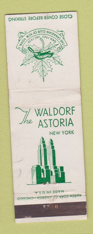 Matchbook Cover - Waldorf Astoria Hotel Canadian Club of New York City WEAR