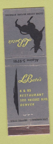 Matchbook Cover - La Bate's Denver Colorado