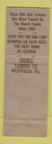 Matchbook Cover - Tioga Oak Sole Leather FE Nutt Shoes Little Rock AR WORN