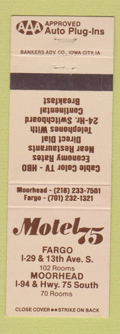Matchbook Cover - Motel 75 Fargo ND Moorhead