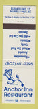 Matchbook Cover - Anchor Inn Restaurant Murrells Inlet SC