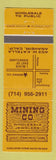 Matchbook Cover - Mining Company Jewelry Anaheim CA