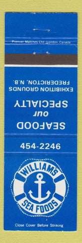 Matchbook Cover - William's Seafood Fredericton NB