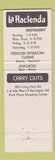 Matchbook Cover - La Hacienda Mexican Restaurant Hanover Park IL