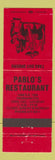 Matchbook Cover - Pablo's Restaurant Mexican Oklahoma City OK