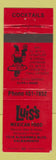 Matchbook Cover - Luis's Mexican Restaurant Sacramento CA