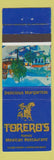 Matchbook Cover - Torero's Mexican Restaurant Bellevue Renton WA