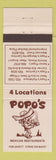 Matchbook Cover - Popo's Mexican Restaurant Honolulu Hawaii