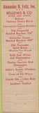Matchbook Cover - Alexander Fritz Liquors Providence RI feature