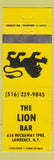 Matchbook Cover - Lion Bar Lawrence NY