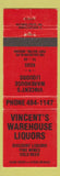 Matchbook Cover - Vincent's Liquor Fort Wayne IN WEAR