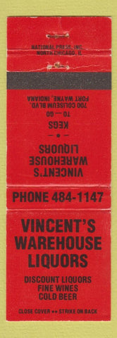 Matchbook Cover - Vincent's Liquor Fort Wayne IN WEAR
