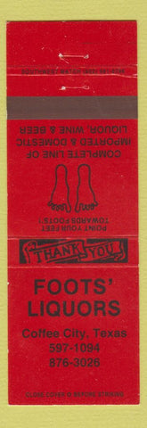Matchbook Cover - Foots' Liquors Coffee City TX