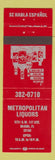 Matchbook Cover - Metropolitan Liquors Miami FL