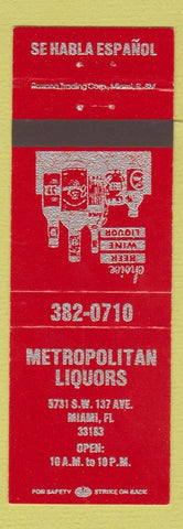 Matchbook Cover - Metropolitan Liquors Miami FL