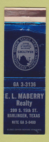 Matchbook Cover - EL Maberry Real Estate Harlingen TX