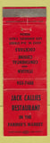 Matchbook Cover - Jack Callies Restaurant Los Angeles CA