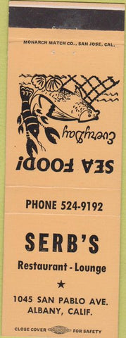 Matchbook Cover - Serb's Restaurant Albany CA