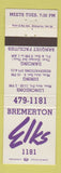Matchbook Cover - Elks Lodge Bremerton WA