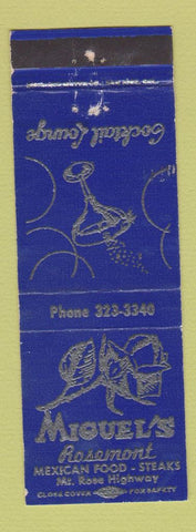Matchbook Cover - Miguel's Mexican Restaurant Rosemont WEAR