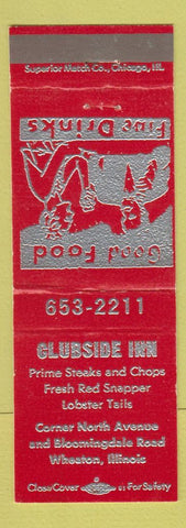 Matchbook Cover - Clubside Inn Wheaton IL