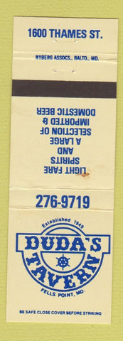 Matchbook Cover - Duda's Tavern WEAR