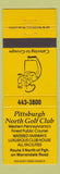 Matchbook Cover - Pittsburgh North Golf Club PA