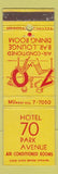 Matchbook Cover - Hotel 70 Park Avenue New York City