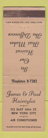 Matchbook Cover - James & Paul Hair Salon New York City